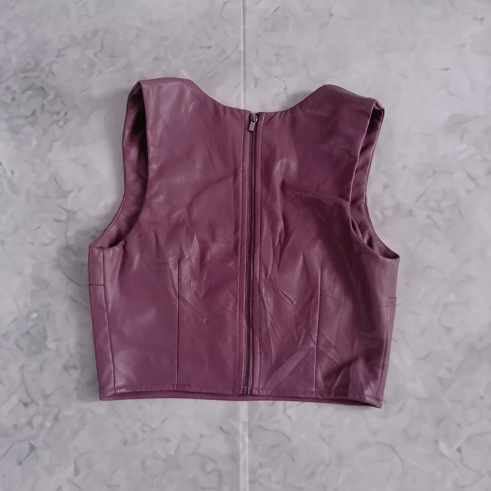 GARAGE Faux Leather Purple Crop Top - Picture 3 of 6